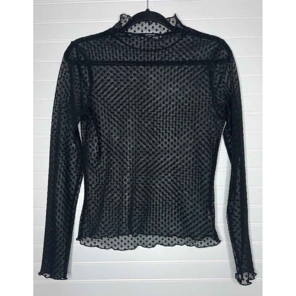 Ambiance Y2K Sheer Black  Polka Dot Long Sleeve Party Concert Shirt M